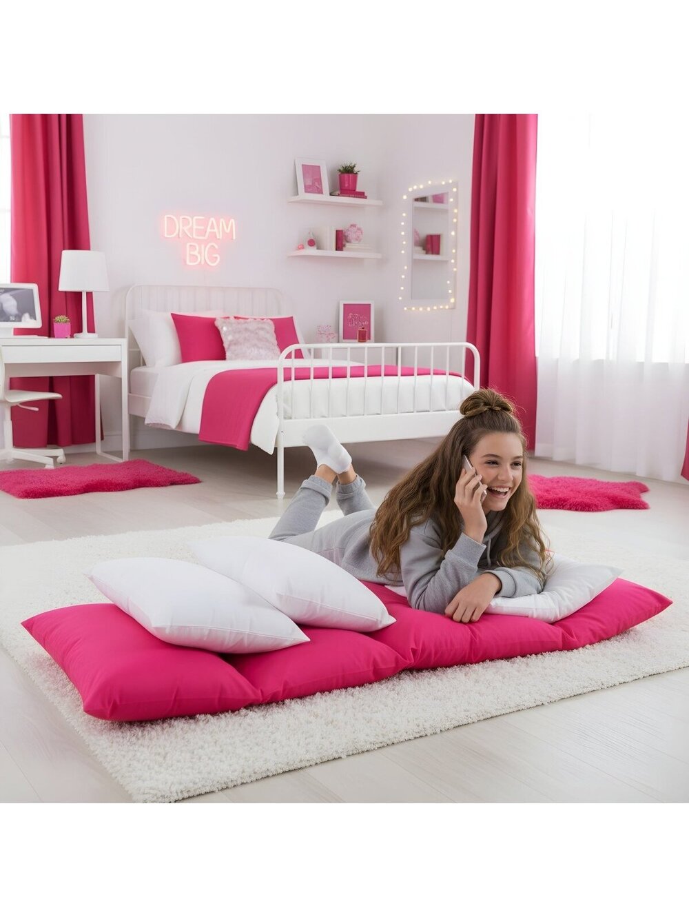 Vibrant Pink Pillow Bed- A Girls Dream